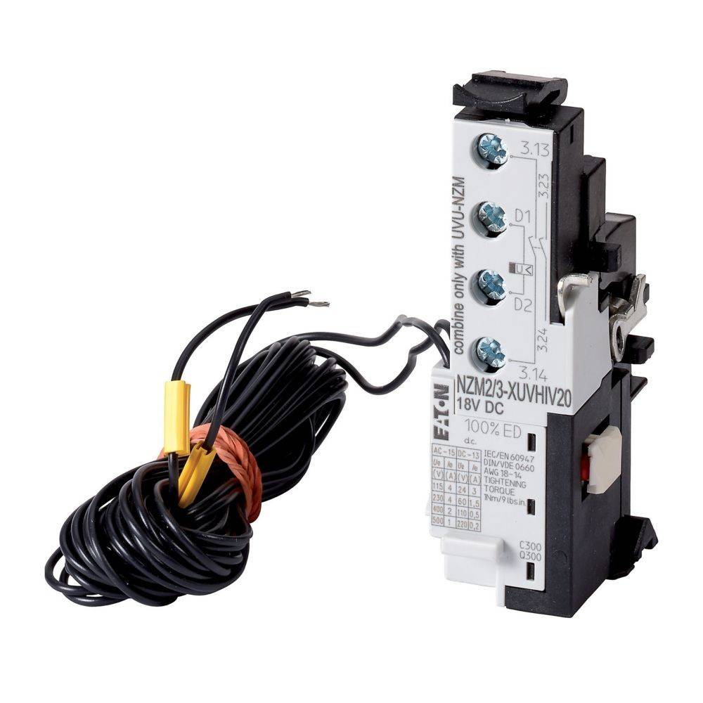 Elektrischer Schaltmechanismus mit Verkabelung und gekennzeichneten Komponenten für industrielle Anwendungen. Enthält auf der Vorderseite sichtbare Seriennummern und Spezifikationen.