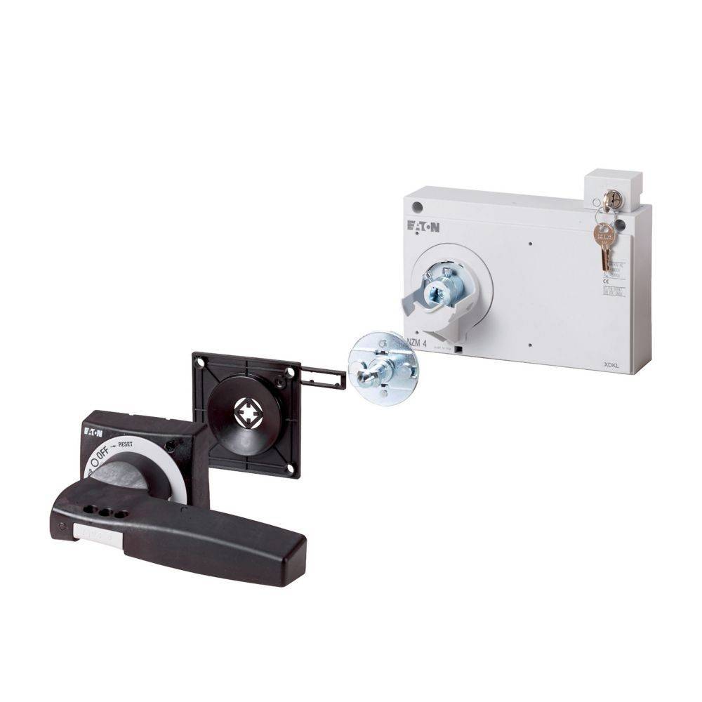 Elektrischer Sicherheitsschalter und Verriegelungsmechanismus mit Darstellung von Komponenten, Schlüsseln und sicheren Verriegelungsfunktionen.