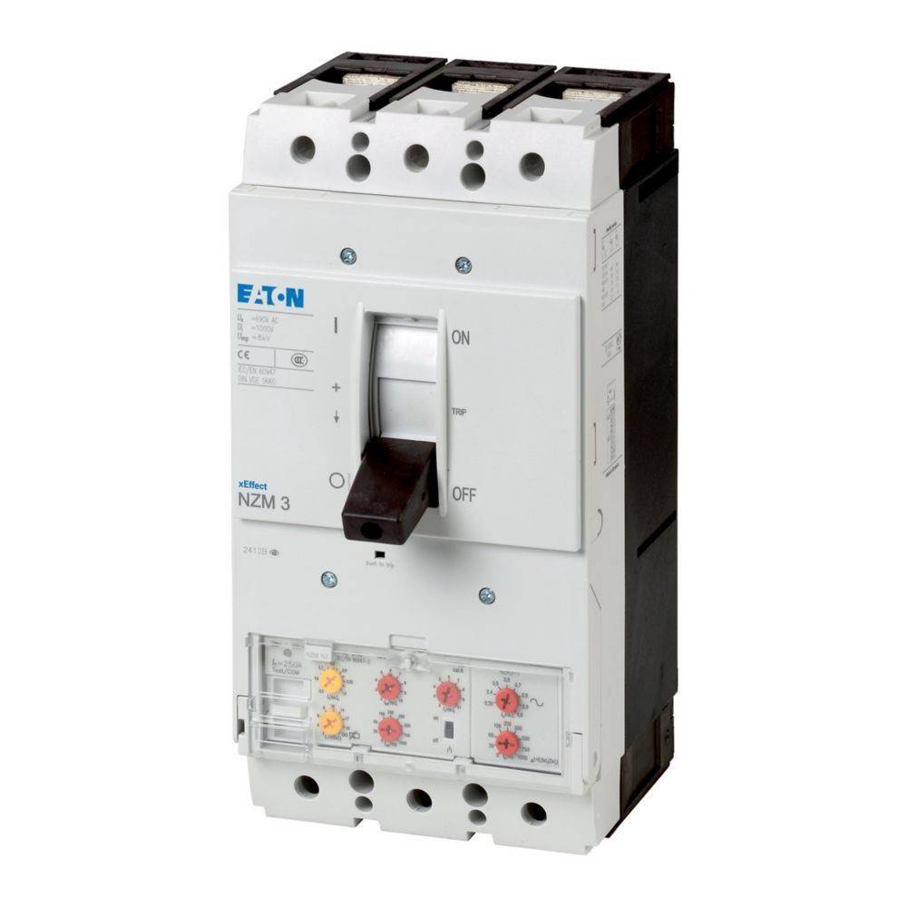 Leistungsschalter mit der Bezeichnung 'NZM 3' mit einem 'EIN/AUS'-Schalter und mehreren Anschlusspunkten, der zur Steuerung der elektrischen Stromverteilung verwendet wird.