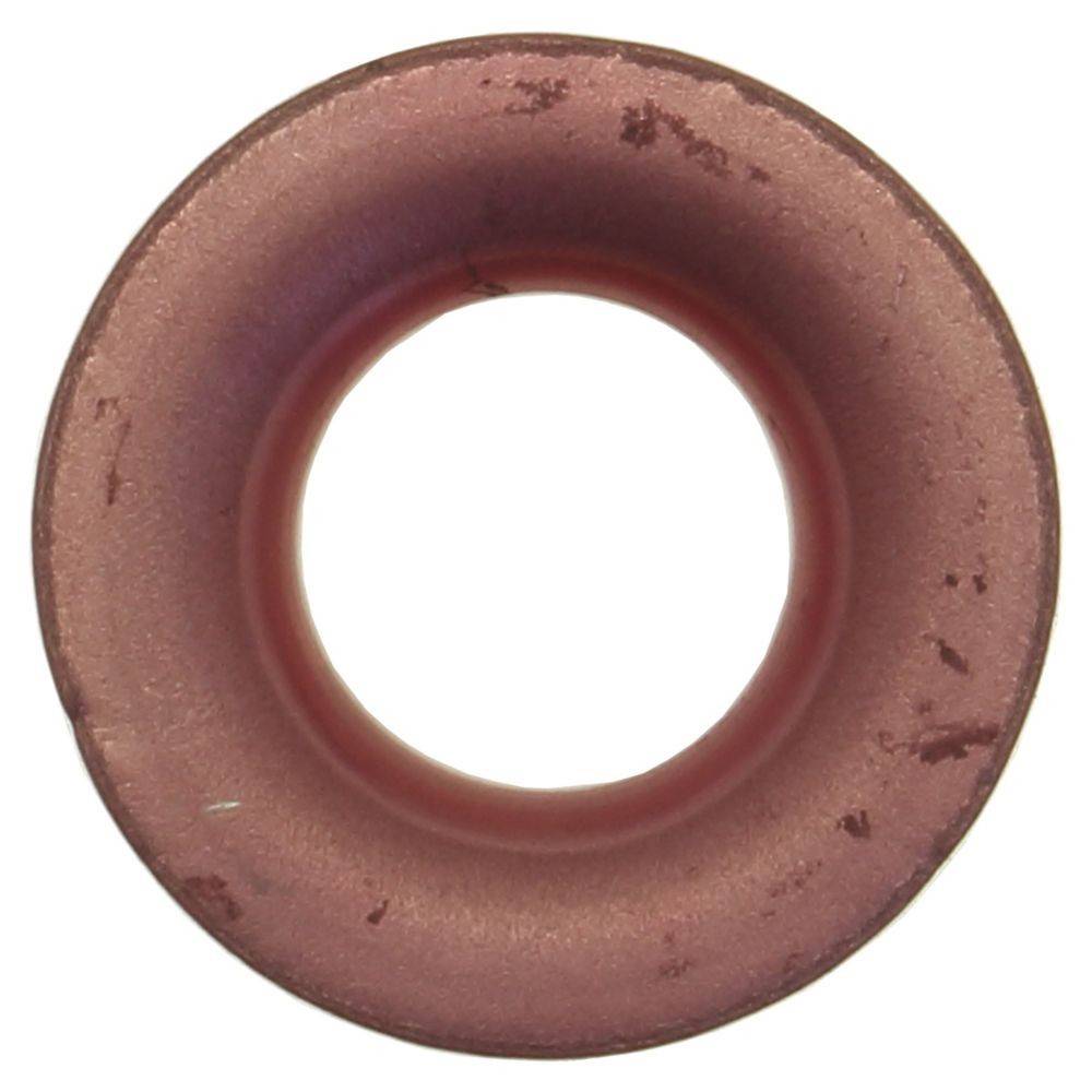 Eine Nahaufnahme einer kreisförmigen, hohlen, rostfarbenen Metallscheibe mit Anzeichen von Verschleiß und leichter Verfärbung.