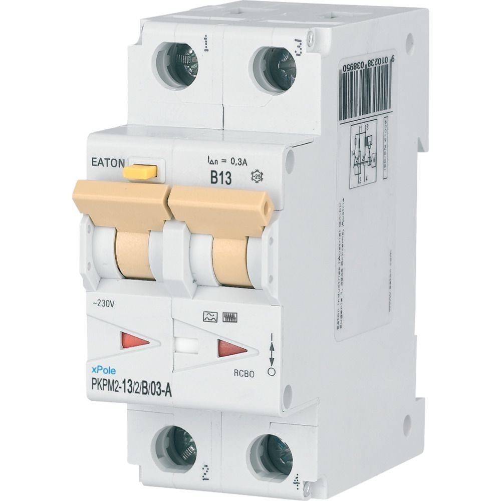 Ein elektrischer Schalter mit der Bezeichnung 'PKPM2-13/2/B03-A' mit zwei Schaltern und einer 'B13'-Anzeige.
