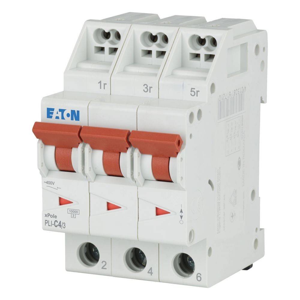 Ein weiß-roter Sicherungsautomat mit drei Schaltern, beschriftet mit '1', '3' und '5', der für die Steuerung elektrischer Stromkreise ausgelegt ist.