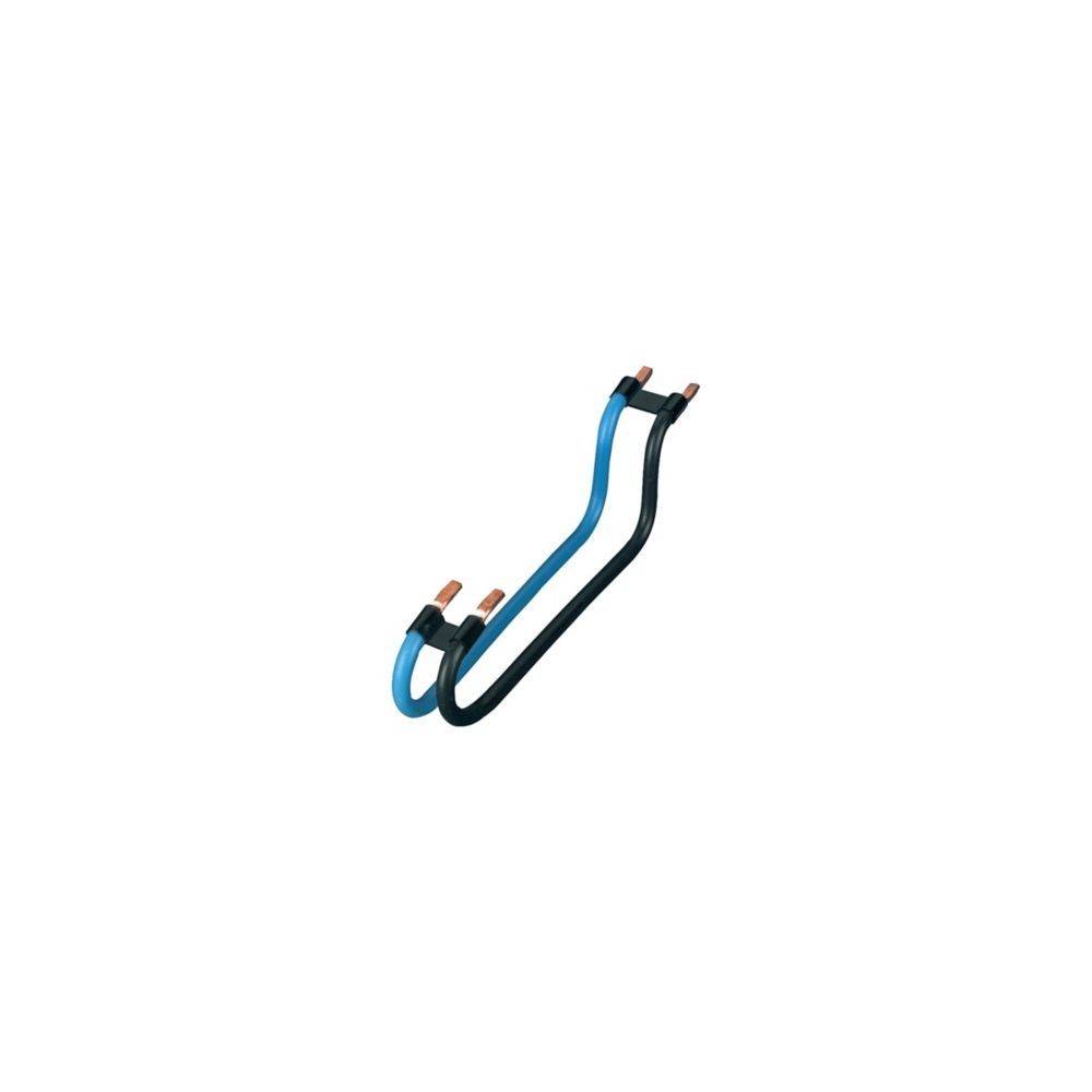 Flexibler Kupferschiene mit blauer und schwarzer Isolierung, verwendet für elektrische Verbindungen und Stromverteilung in Geräten und Systemen.