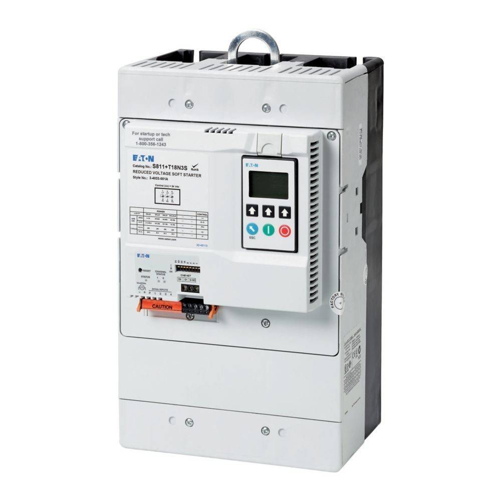 Ein industrielles Frequenzumrichtergerät mit Bedienfeld, das ein digitales Display, Tasten und ein Schaltungsdiagramm auf dem Gehäuse aufweist.