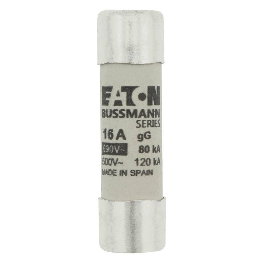 Eaton Bussmann Sicherungseinsatz, 16A, 690V, 500V, gG-Typ, 80kA und 120kA Nennwerte, hergestellt in Spanien.
