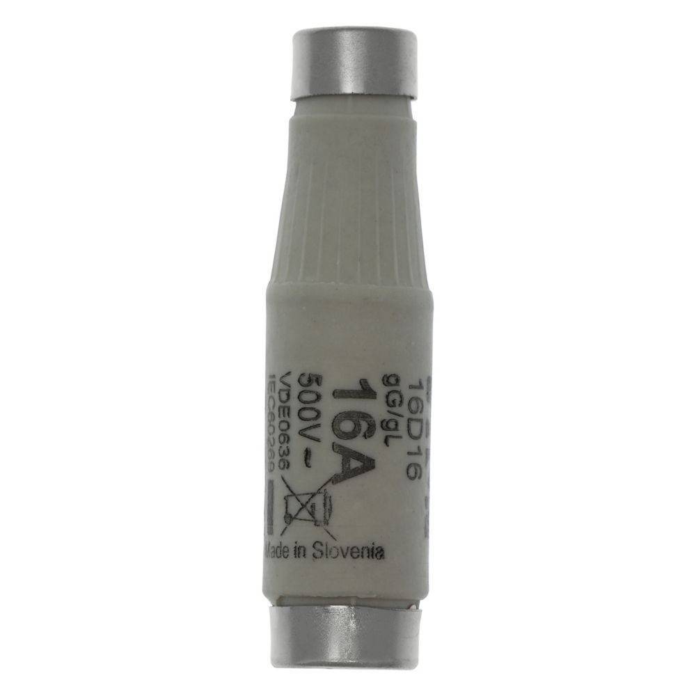 Eine 16-Ampere-, 500-Volt-Keramikpatrone, mit der Beschriftung 