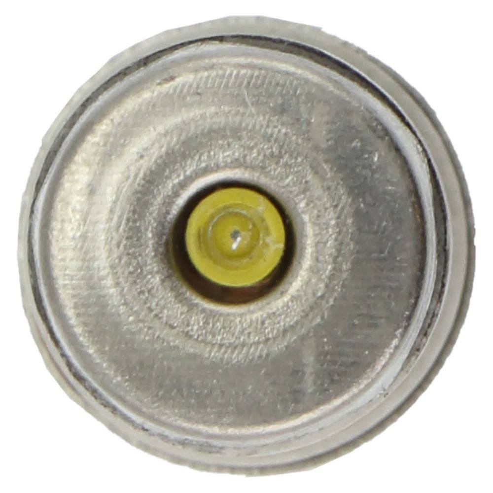 Kreisförmiges Metallobjekt mit einem gelben zentralen Element, möglicherweise Teil einer mechanischen oder elektrischen Komponente.