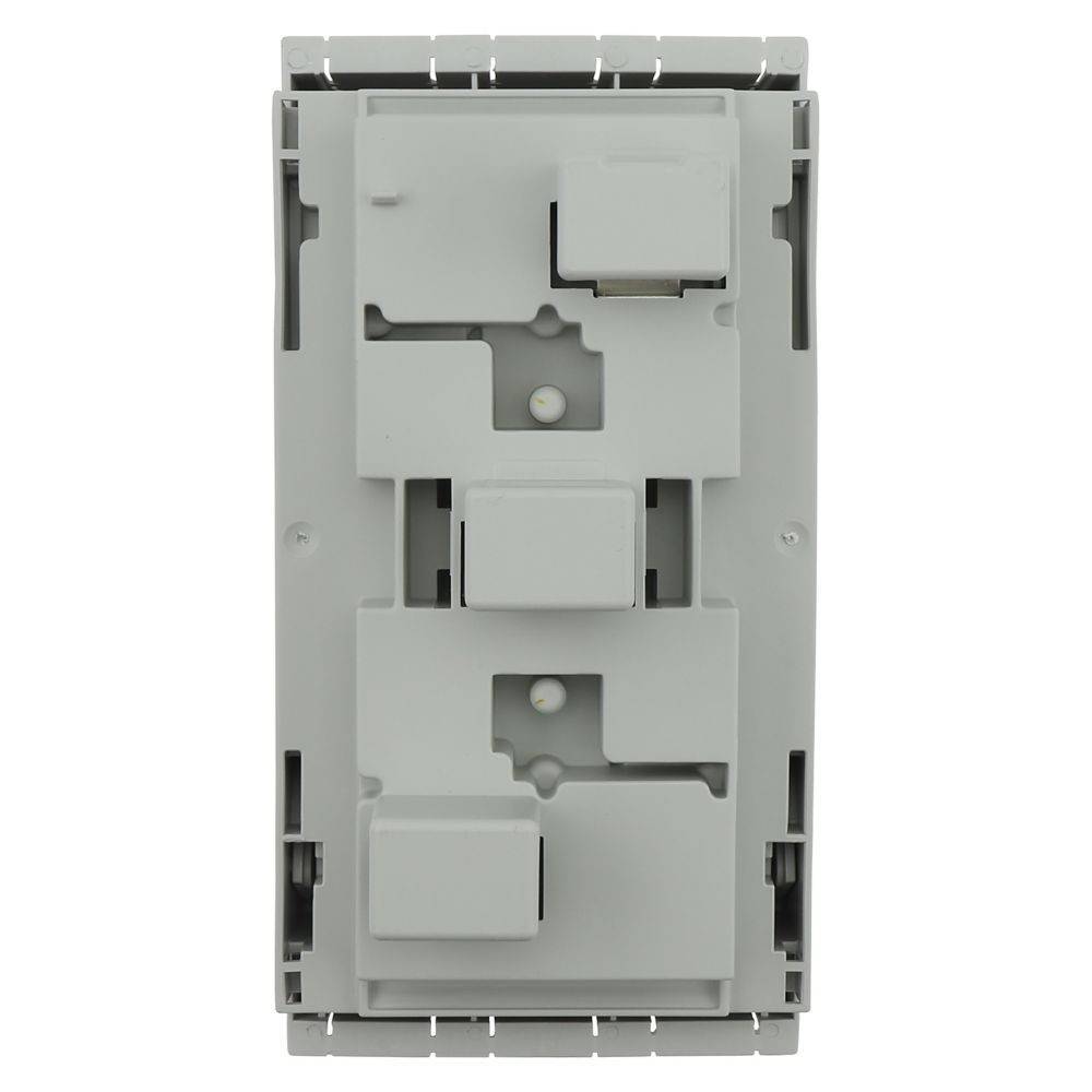 Eine duale Netzwerkdose mit zwei modularen Anschlüssen für Ethernet-Kabel, die üblicherweise zum Verbinden von Geräten mit einem Netzwerk verwendet wird.