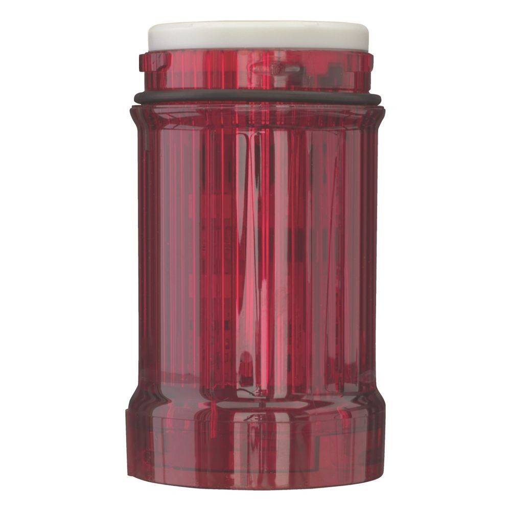 Ein roter transluzenter zylindrischer Behälter mit einem weißen Deckel, höchstwahrscheinlich ein Glas oder ein Aufbewahrungsbehälter.