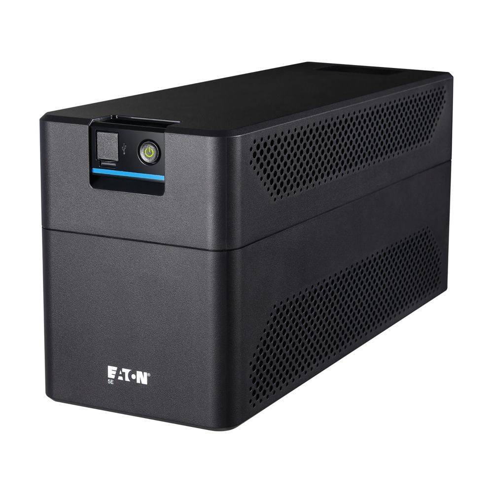 Ein schwarzes unterbrechungsfreies Netzteil (USV) mit Belüftungslöchern und einem Markenlogo auf der Vorderseite, das für die Backup-Stromversorgung entwickelt wurde.