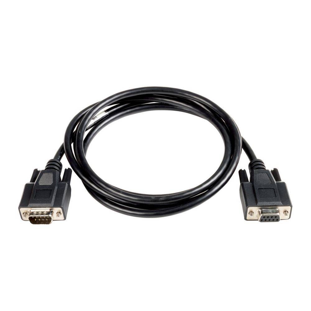Ein gewickeltes schwarzes VGA-Kabel mit Anschlüssen an beiden Enden, das zum Verbinden von Video-Ausgabegeräten mit Displays verwendet wird.