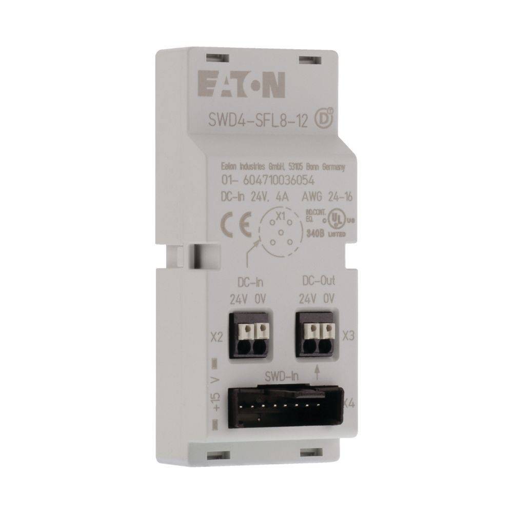 Eaton SWD4-SFL8-12 Netzteil mit Gleich- und Wechselstrom Ein- und Ausgangskennzeichnungen und Doppelports. Geeignet für elektronische Verbindungen, 24V, 4A, 24-16 AWG.