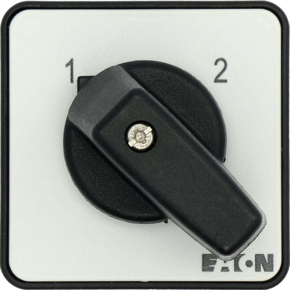 Drehschalter mit zwei Positionen, 1 und 2, auf einem mit Eaton beschrifteten Panel.