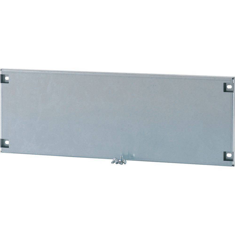 Eine rechteckige, metallische Wandplatte mit vier Befestigungslöchern in den Ecken zum Anbringen. Die Oberfläche hat eine glatte, reflektierende Beschichtung.