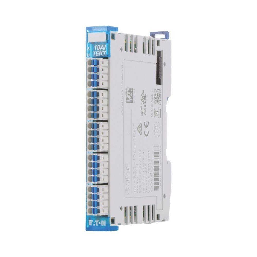 Eine Detailaufnahme eines Dean 10AI TEK-T elektronischen Moduls mit sichtbaren Anschlüssen und Spezifikationen, das in Automatisierungs- oder Steuerungssystemen verwendet wird.
