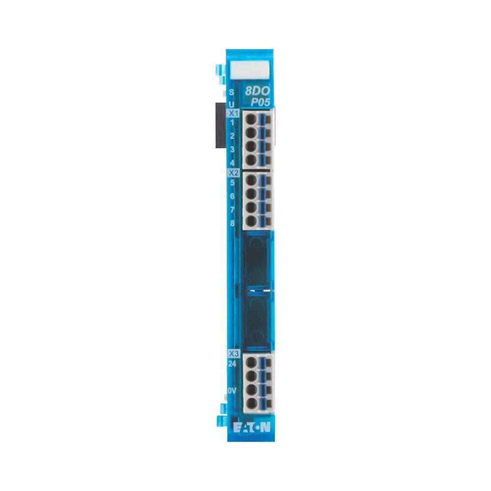 I/O-Modul mit der Bezeichnung 8DO P05 mit Reihen von nummerierten Anschlüssen, hergestellt von Eaton.