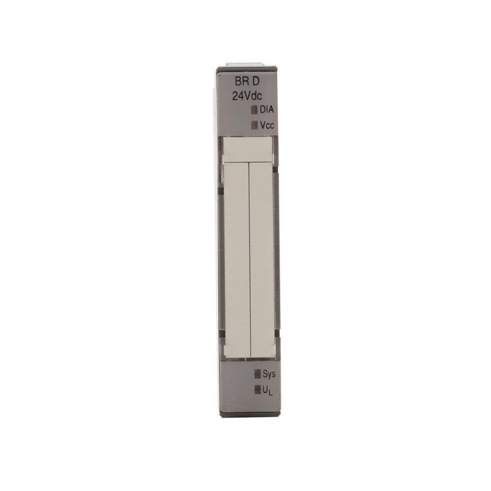 Ein schmales, rechteckiges elektronisches Modul mit der Beschriftung 'BR D 24Vdc', das einen Stromeingang anzeigt. LED-Anzeigen mit den Bezeichnungen 'DIA', 'Vcc', 'Sys' und 'UL'.