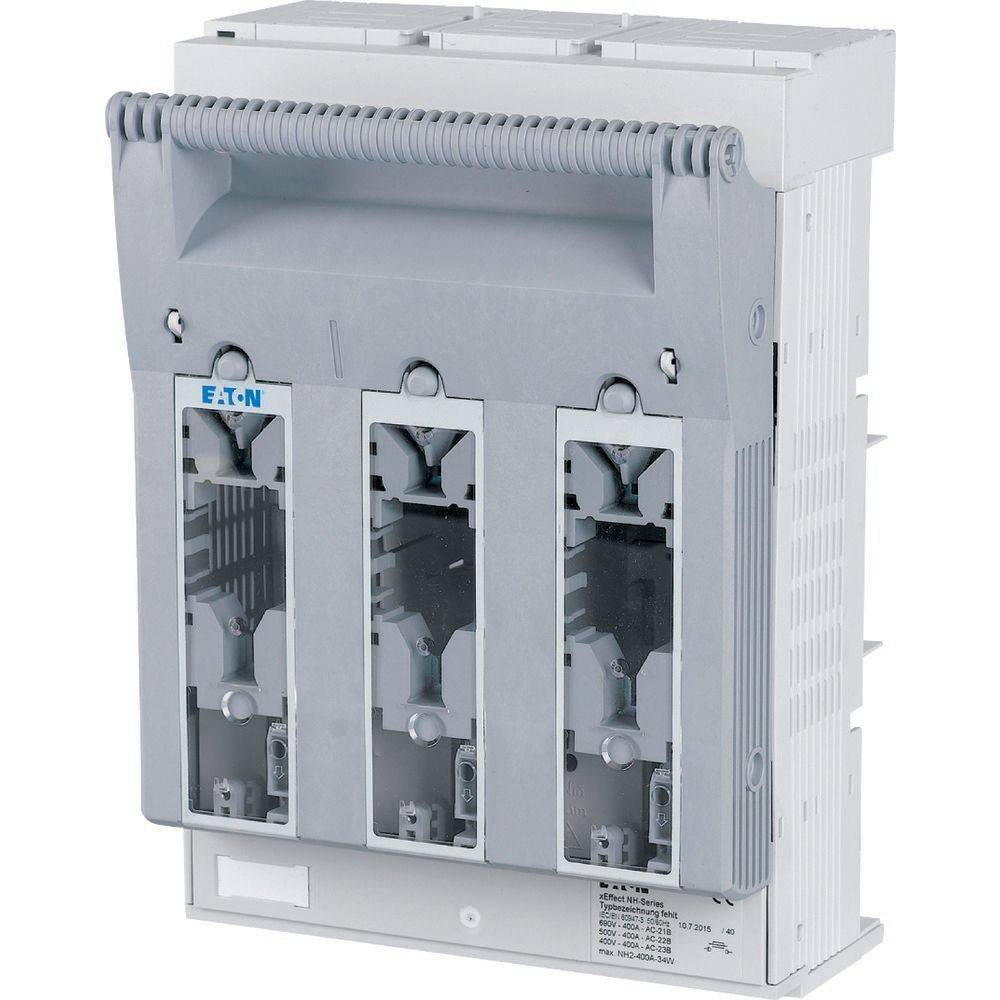 EATON' Marken-Elektroschalter mit drei Steckplätzen, konzipiert für Stromkreisschutz und -steuerung, in einem vertikalen rechteckigen Gehäuse.