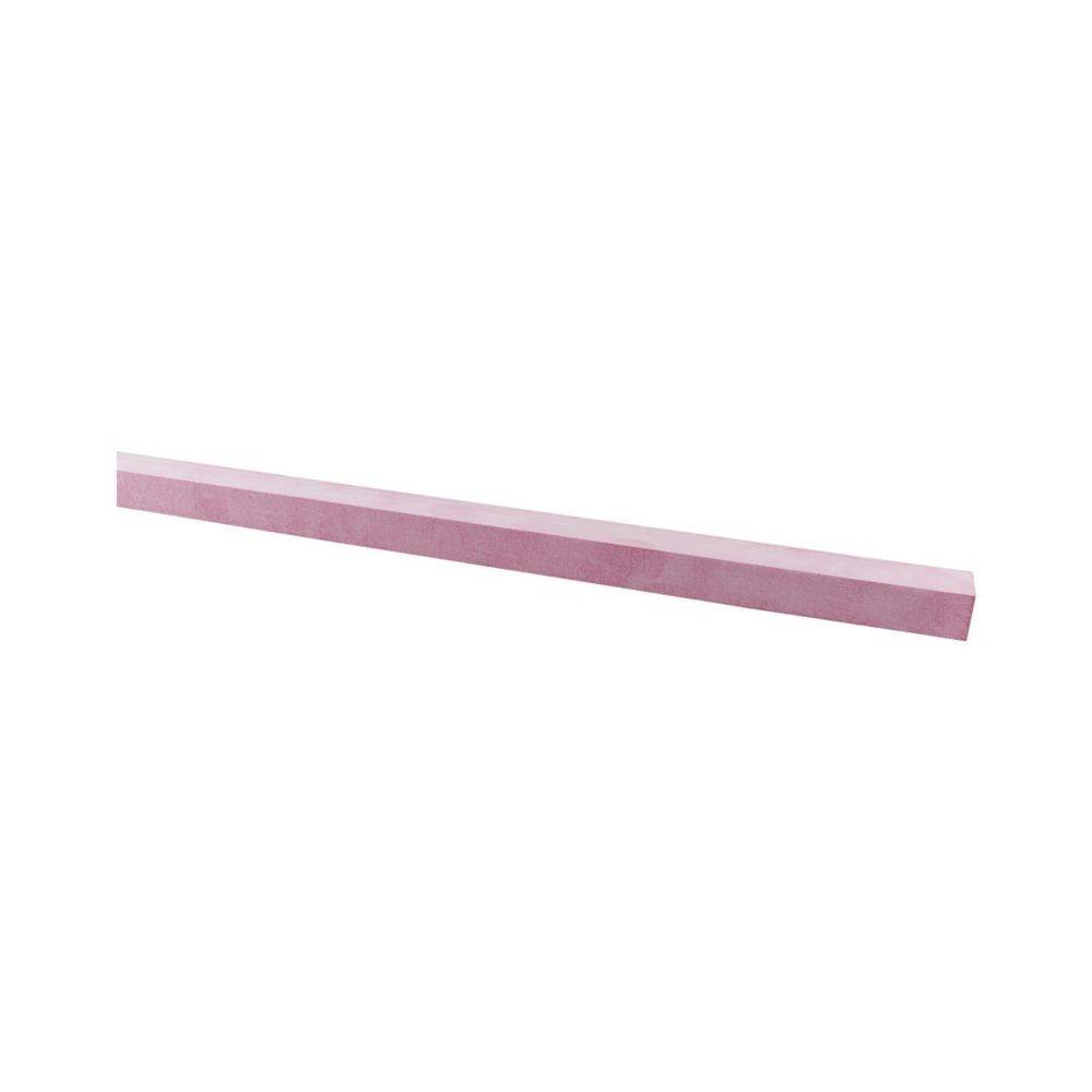 Eine rosa Abzieherklinge, von der Seite in einem Winkel gezeigt, die ihre Länge und schlanke rechteckige Form veranschaulicht.