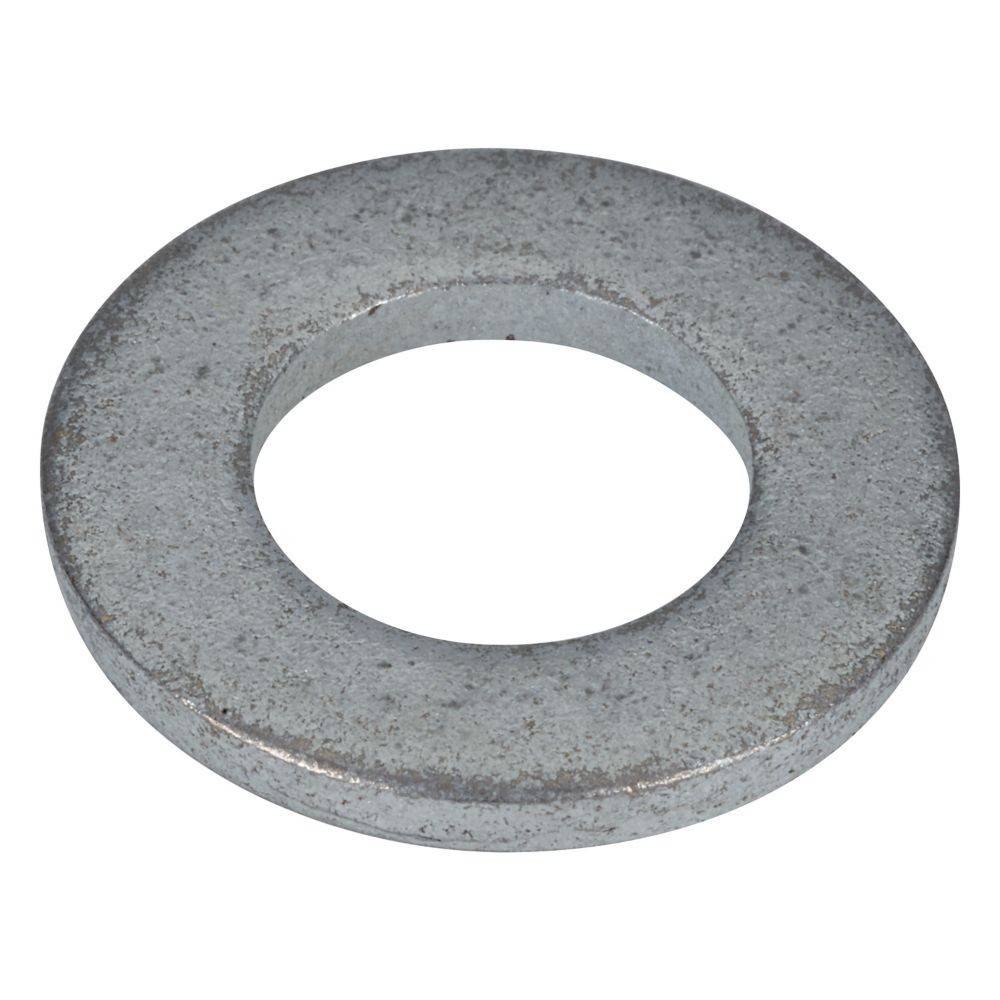 Eine flache, kreisförmige Metallscheibe mit einem zentralen Loch, die in mechanischen Baugruppen verwendet wird, um die Last einer Gewindebefestigung zu verteilen.