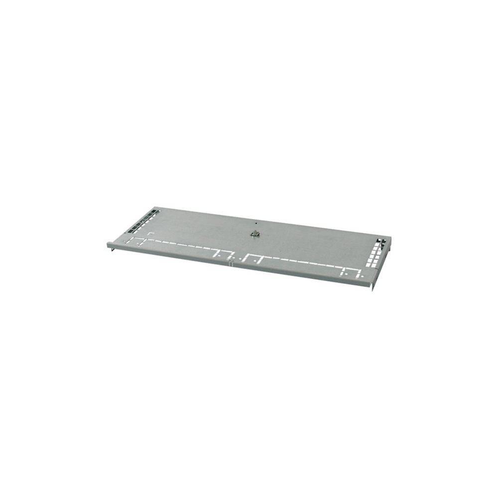 Ein rechteckiger grauer Klapptisch mit weißen gestrichelten Linien, Metallkanten und einer zentralen Verriegelung; er ist flach ausgeklappt.