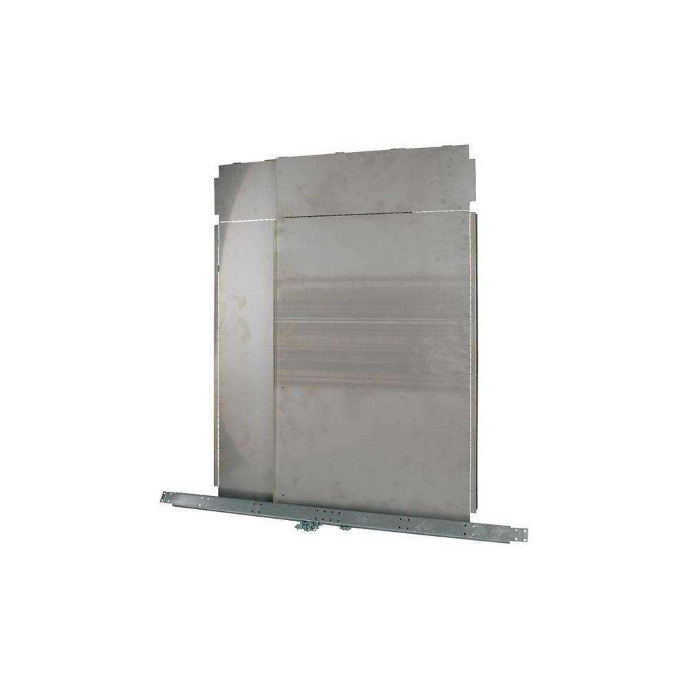 Ein Metalltürzugangsblech mit einem Schiebemechanismus, konzipiert für den Einbau in HVAC-Systeme oder ähnliche Infrastrukturanwendungen.