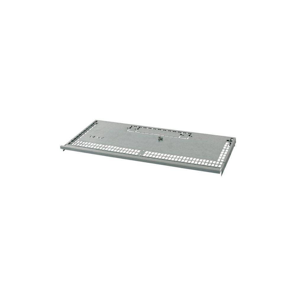 Ein Metallregalfach, rechteckig und mit Lüftungslöchern versehen, geeignet für den Einsatz in Server- oder Lagerhardware-Konfigurationen.