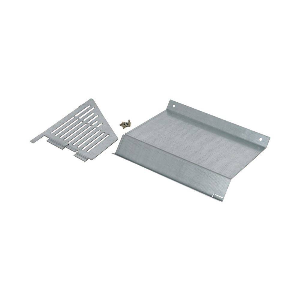 Metallbereich Dunstabzugshaube Filter und Abdeckung mit Schrauben, konzipiert für Einbau oder Ersatz in Küchenbelüftungssystemen.