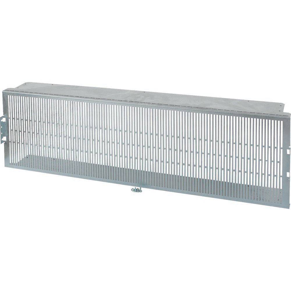 Ein Metallbelüftungsdeckel mit horizontalen Lamellen, der für die Luftzirkulation konzipiert und für Wandöffnungen geeignet ist.