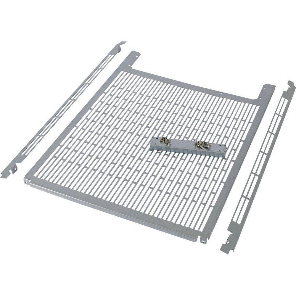 Metallgrillrost mit drei langen, parallelen Streben und einer rechteckigen zentralen Stütze.