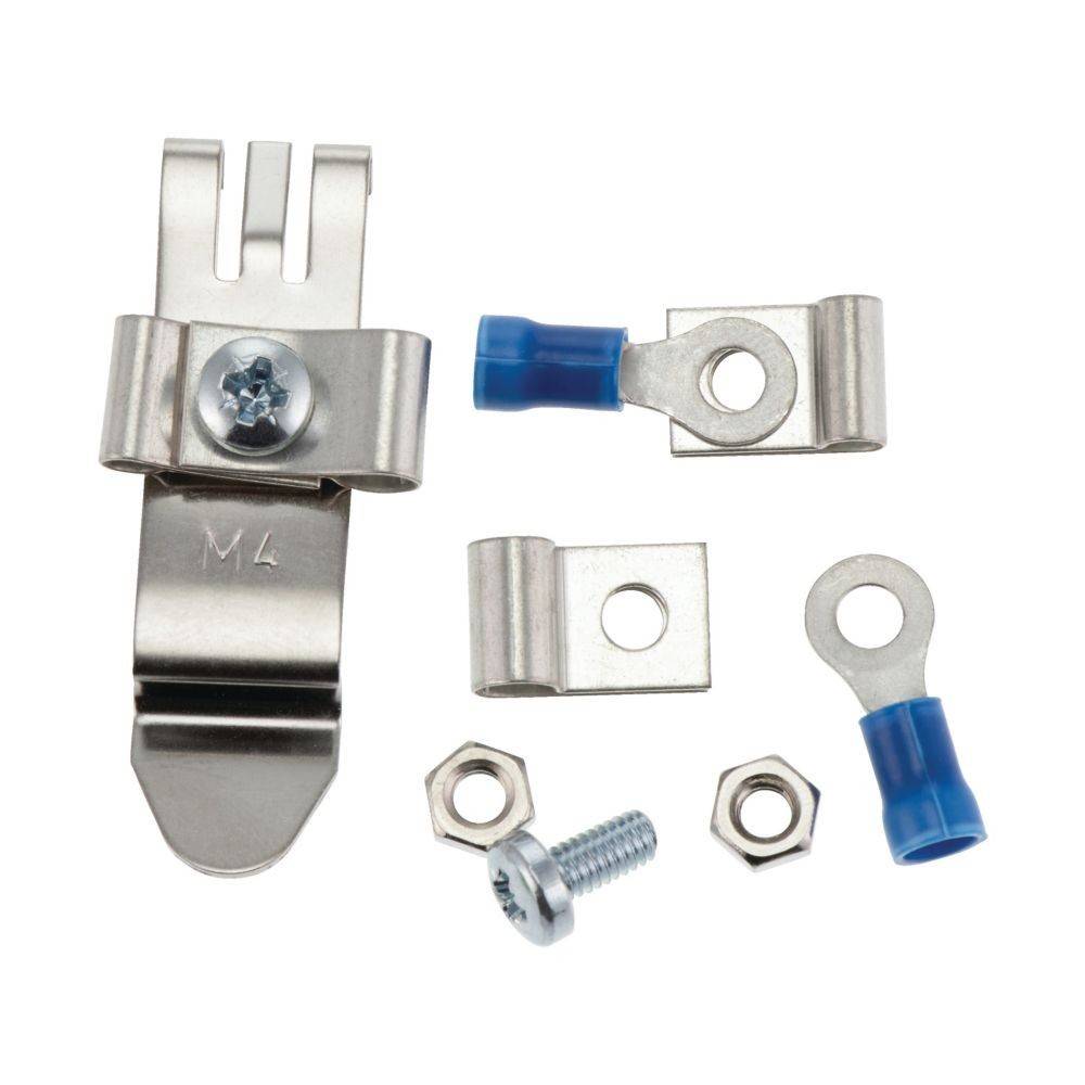 Metallbefestigungsklammern-Set mit Schrauben, Muttern, zwei Metallklammern mit der Aufschrift 