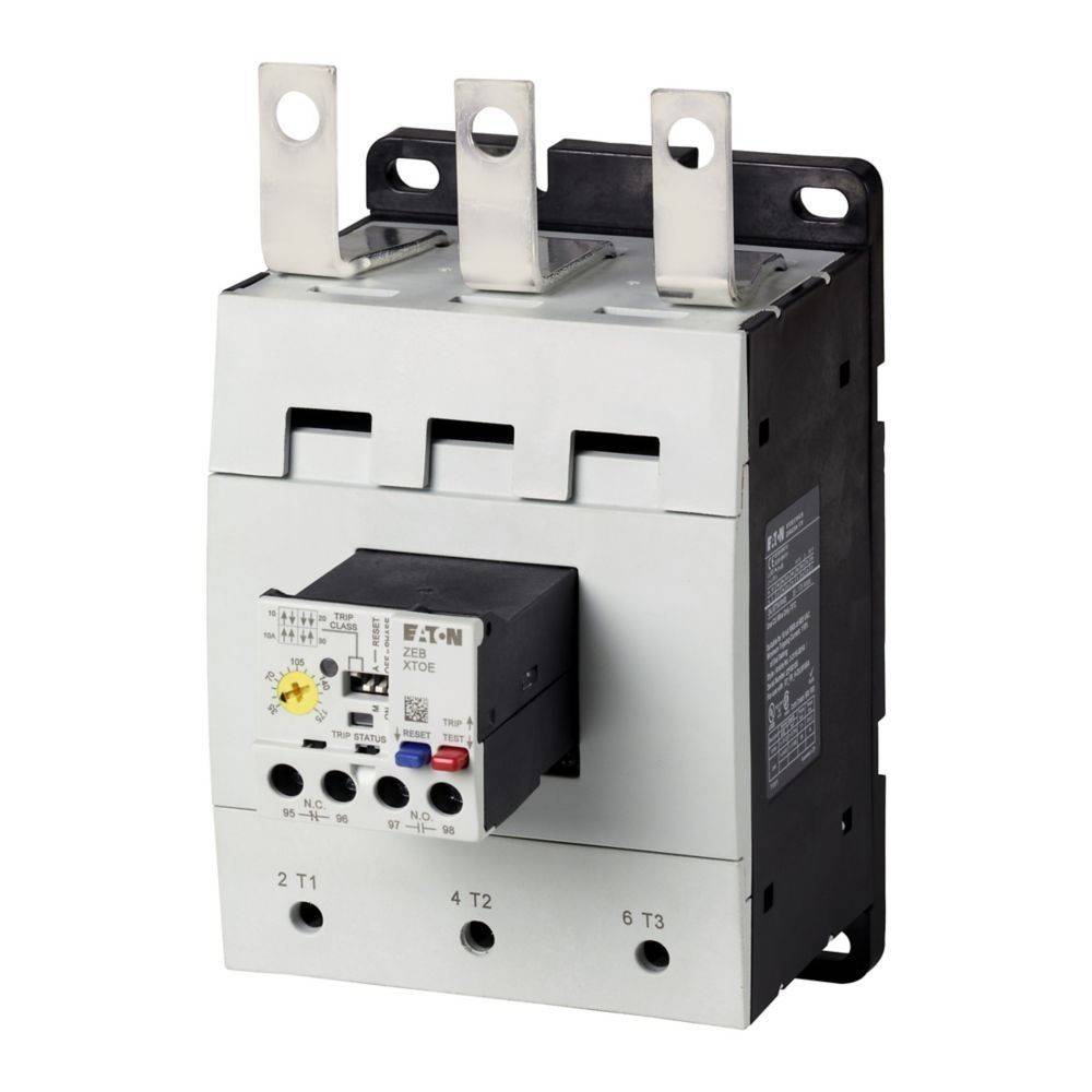 Eine industrielle elektronische Komponente, höchstwahrscheinlich ein Leistungsschalter oder Schütz, mit mehreren Anschlüssen und einem Steuermodul an der Frontseite.