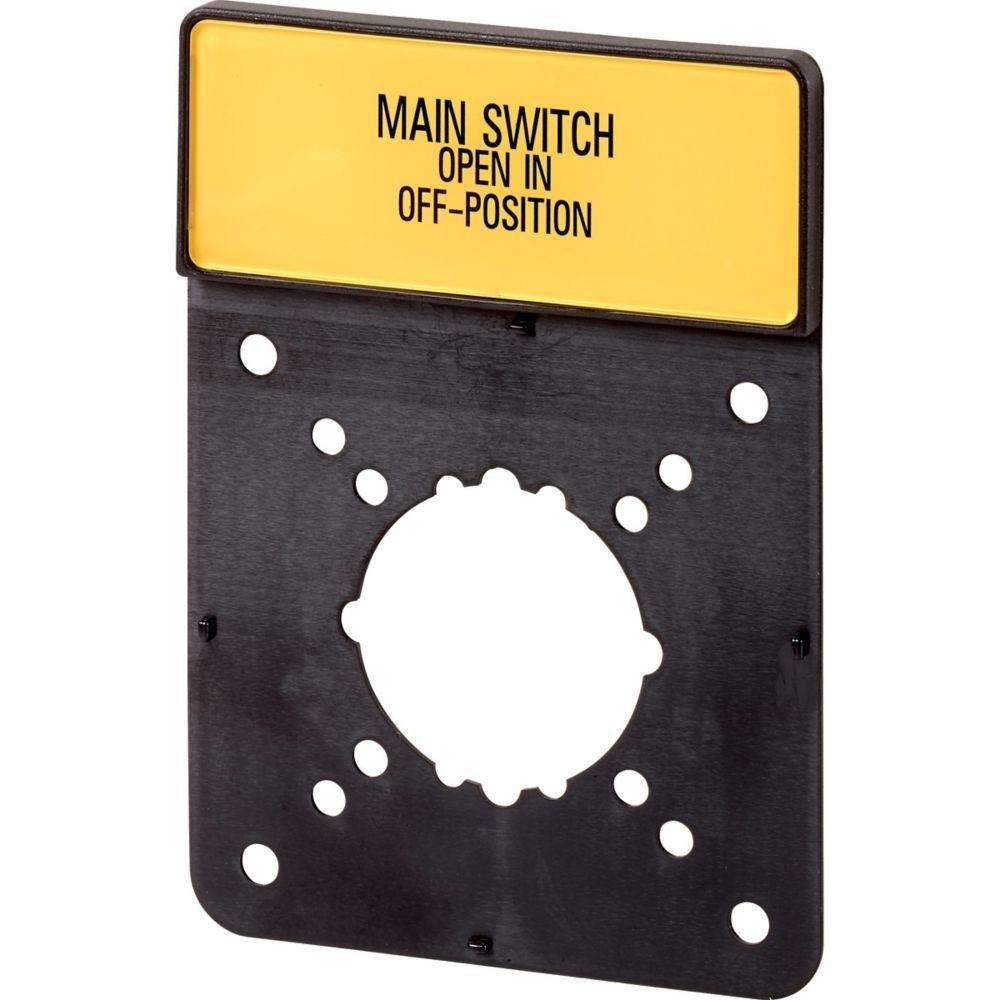 Ein gelb-schwarzes Schild mit der Aufschrift 