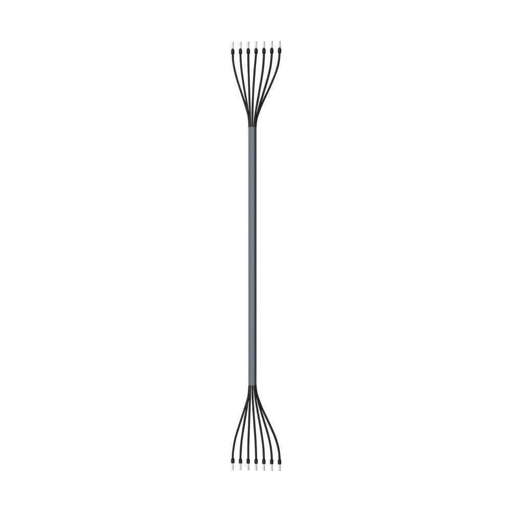 Ein doppelseitiger Rechen mit einem grauen Griff, der mehrere Metallzinken an beiden Enden für Gartenarbeiten aufweist.