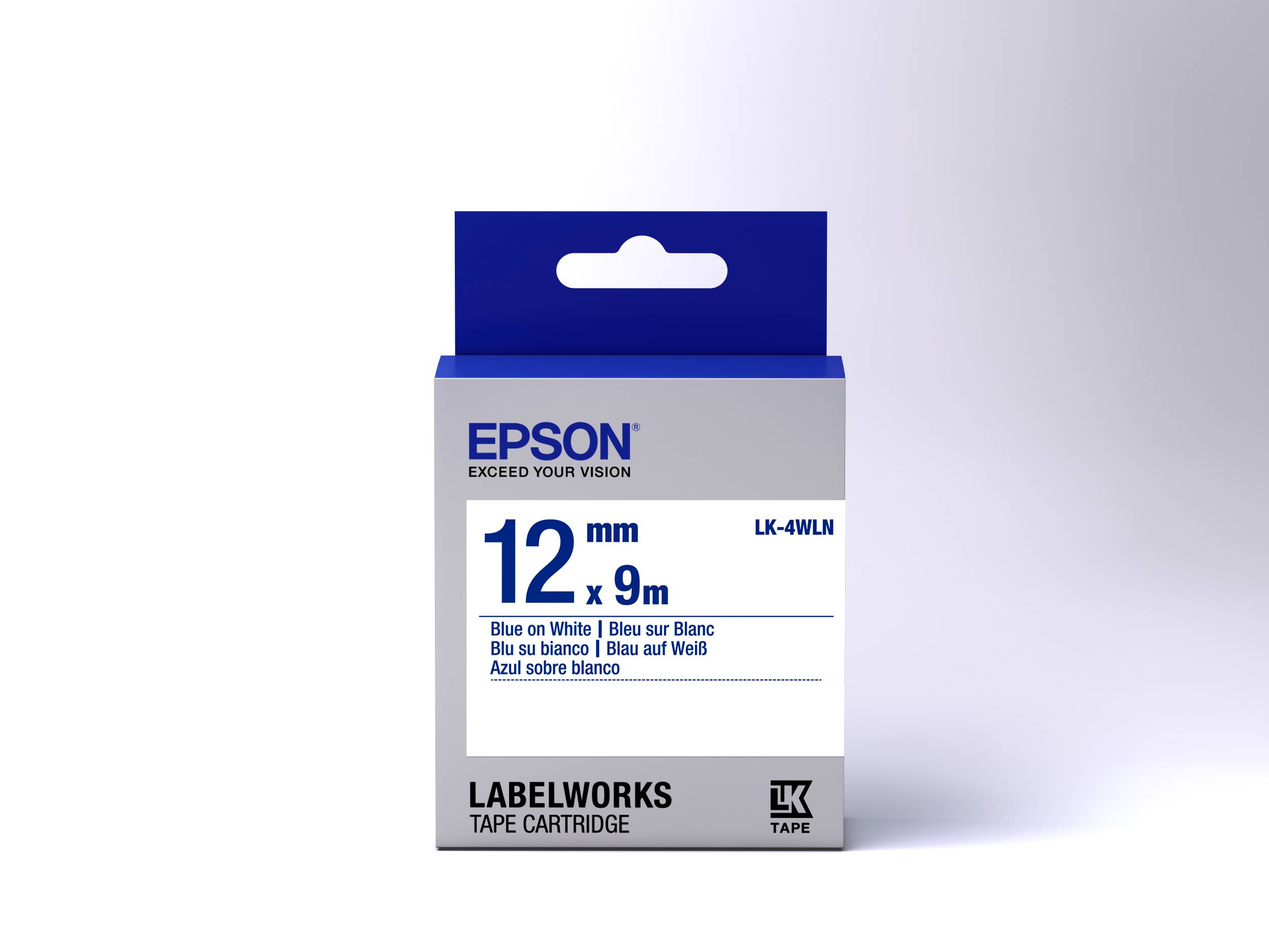 Epson LabelWorks LK-4WLN - Blau auf weiß - Rolle (1,2 cm x 9 m)