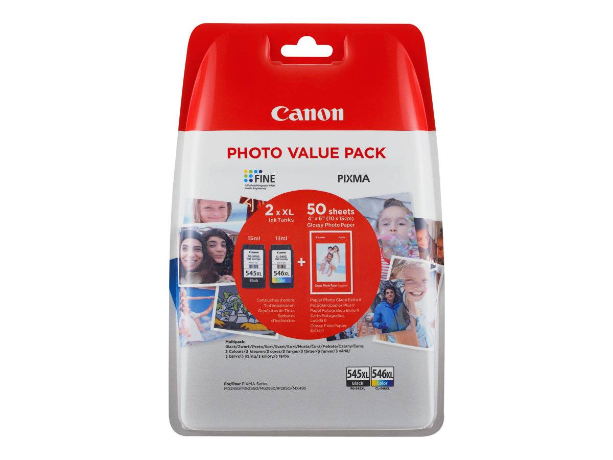 Canon PG-545 XL/CL-546XL Photo Value Pack - 2er-Pack - Hohe Ergiebigkeit - Schwa