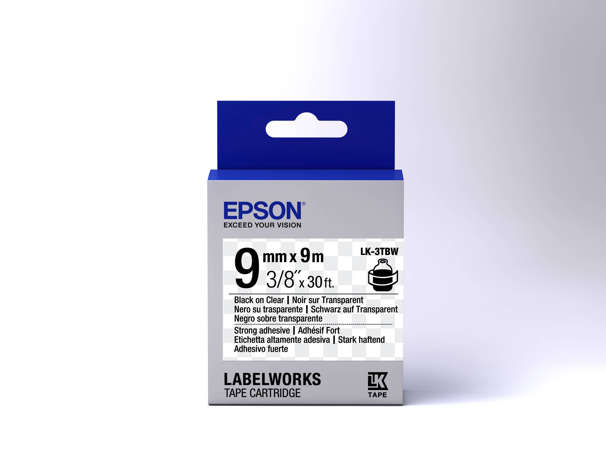 Epson LabelWorks LK-3TBW - Schwarz auf durchsichtig - Rolle (0,9 cm x 9 m)