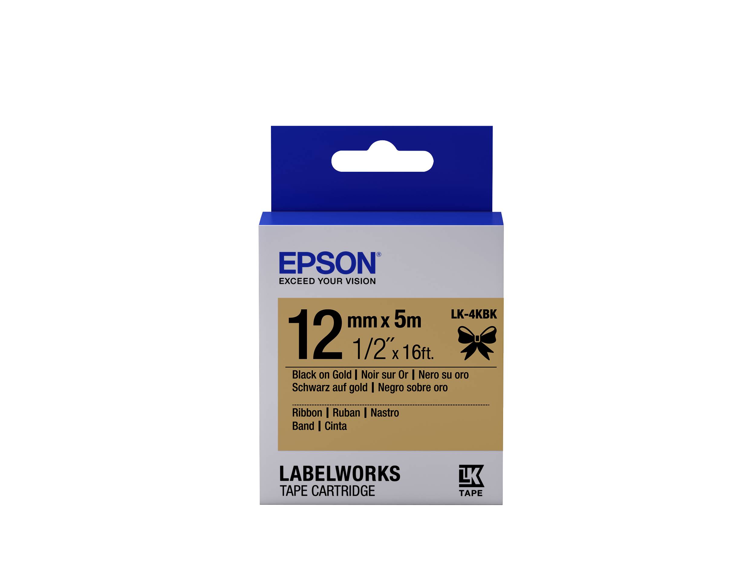 Epson LabelWorks LK-4KBK - Schwarz auf Gold - Rolle (1,2 cm x 5 m)
