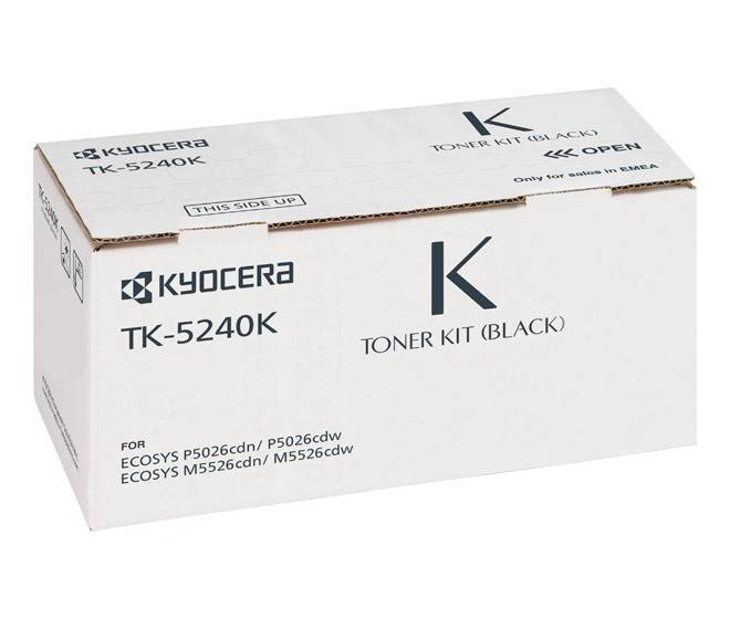 Kyocera schwarzes Tonerkassettenset mit der Bezeichnung 'TK-5240K', kompatibel mit ECOSYS-Druckern P5026cdn, P5026cdw, M5526cdn, M5526cdw.