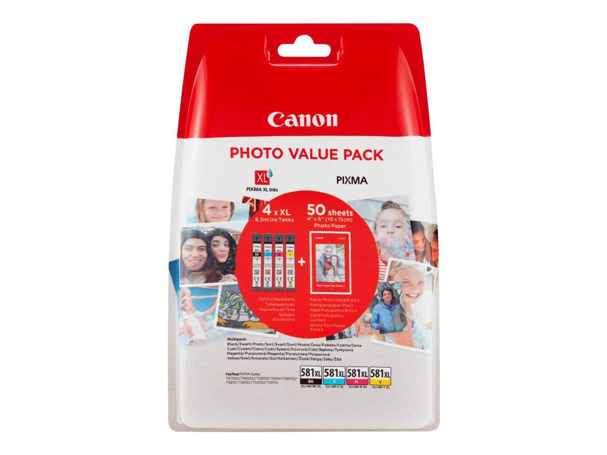 Canon CLI-581XL C/M/Y/BK Photo Value Pack - 4er-Pack - 8.3 ml - Hohe Ergiebigkei