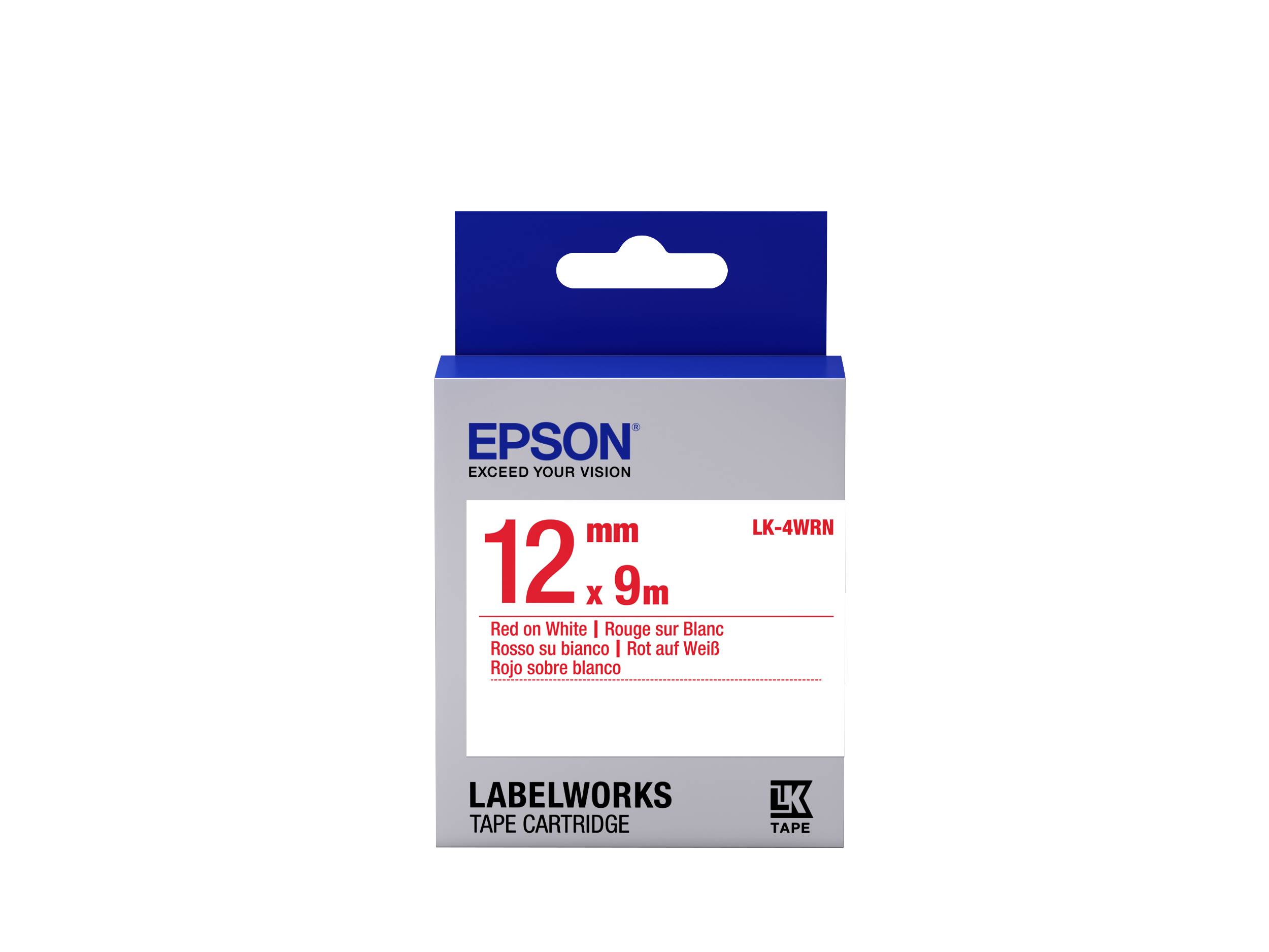 Epson LabelWorks LK-4WRN - Rot auf Weiß - Rolle (1,2 cm x 2,9 m)