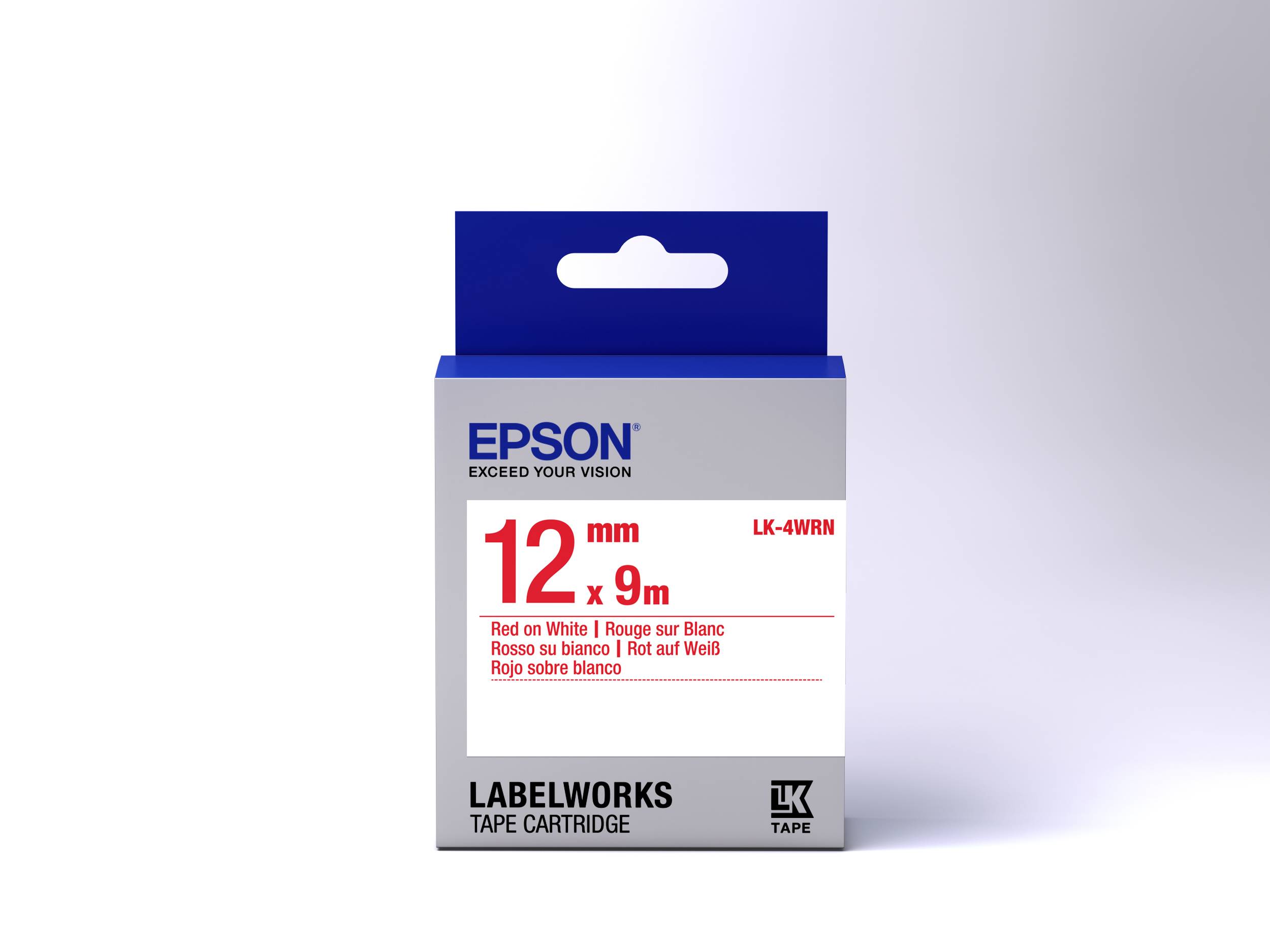 Epson LabelWorks LK-4WRN - Rot auf Weiß - Rolle (1,2 cm x 2,9 m)