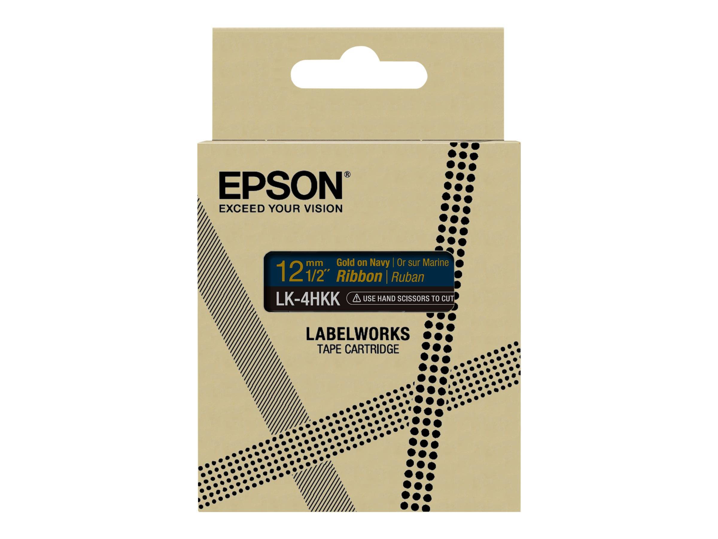 Epson LabelWorks LK-4HKK - Seidig - gold auf marineblau - Rolle (1,2 cm x 5 m)