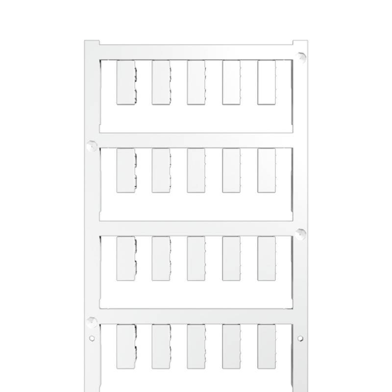 Metall-Rack-Einbau-Patchfeld mit leeren rechteckigen Schlitzen, die in vier horizontalen Reihen für Kabel- und Netzwerkinstallationen angeordnet sind.