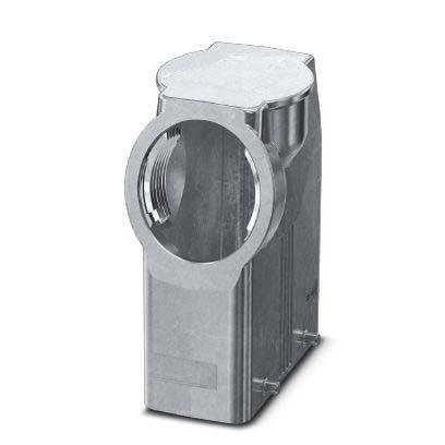 Metallisches industrielles Schaltgehäuse mit einer zylindrischen Öffnung an einer Seite, verwendet für die Installation von elektrischen Komponenten.