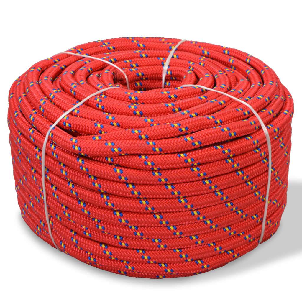 vidaXL Bootsseil Polypropylen 14 mm 50 m Rot