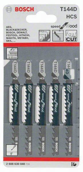Stichsägeblatt T 144 D Gesamt-L.100mm Zahnt.4-5,2mm HCS 5 St./Karte BOSCH