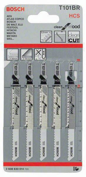 Stichsägeblatt T 101 BR Gesamt-L.100mm Zahnt.2,5mm HCS 5 St./Karte BOSCH