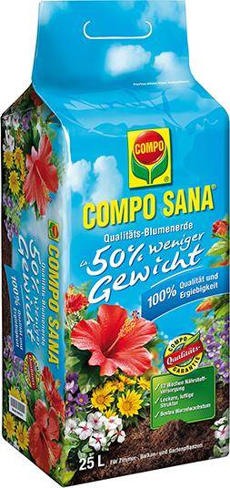 COMPO SANA Blumenerde 25 l, 50% weniger Gewicht - Artikel: 4008398122003