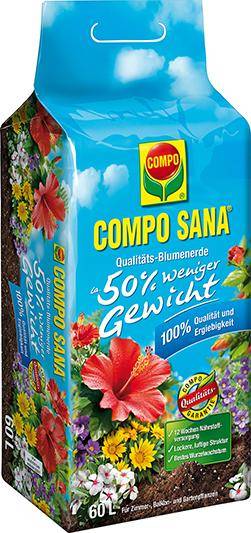 COMPO SANA Blumenerde 60 l, 50% weniger Gewicht - Artikel: 4008398122027